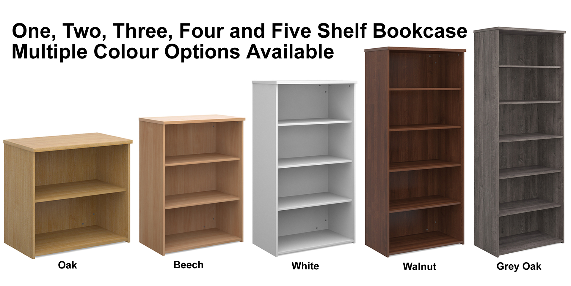 Universal One, Two, Three, Four or Five Shelf 800mm Wide Bookcase UK