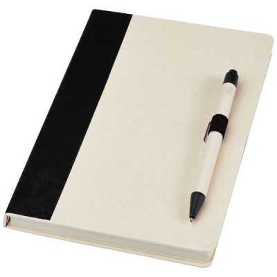 DAIRY DREAM A5 SIZE REFERENCE RECYCLED MILK CARTONS NOTE BOOK AND BALL PEN SET in Solid Black.