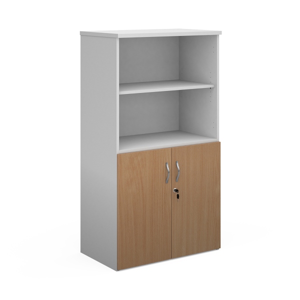 Duo Combination Unit with Open Top 3 Shelves - Beech and White