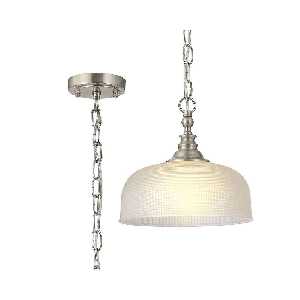 Luxuria Toussenel 27cm Flush/Single Pendant Light Adjustable E27 Satin Nickel/Frosted Glass