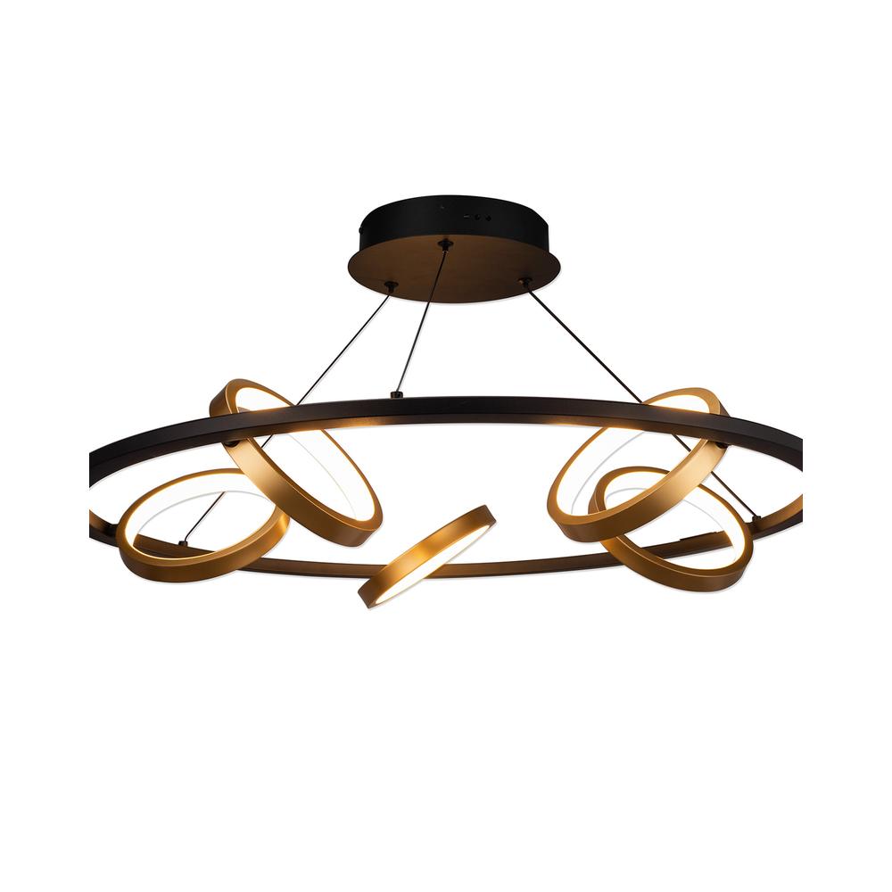 Luxuria Velvet 70cm Round Pendant 5 Ring 36W LED 3200K 2200lm Satin Black / Gold