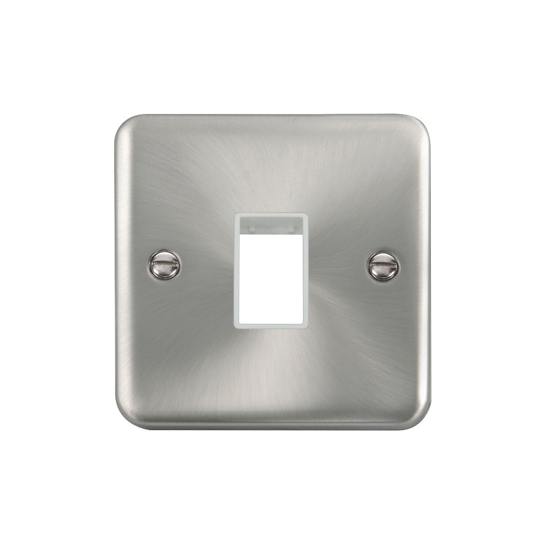 Click Deco Plus MiniGrid 1 Aperture Face Plate Satin Chrome White Inserts