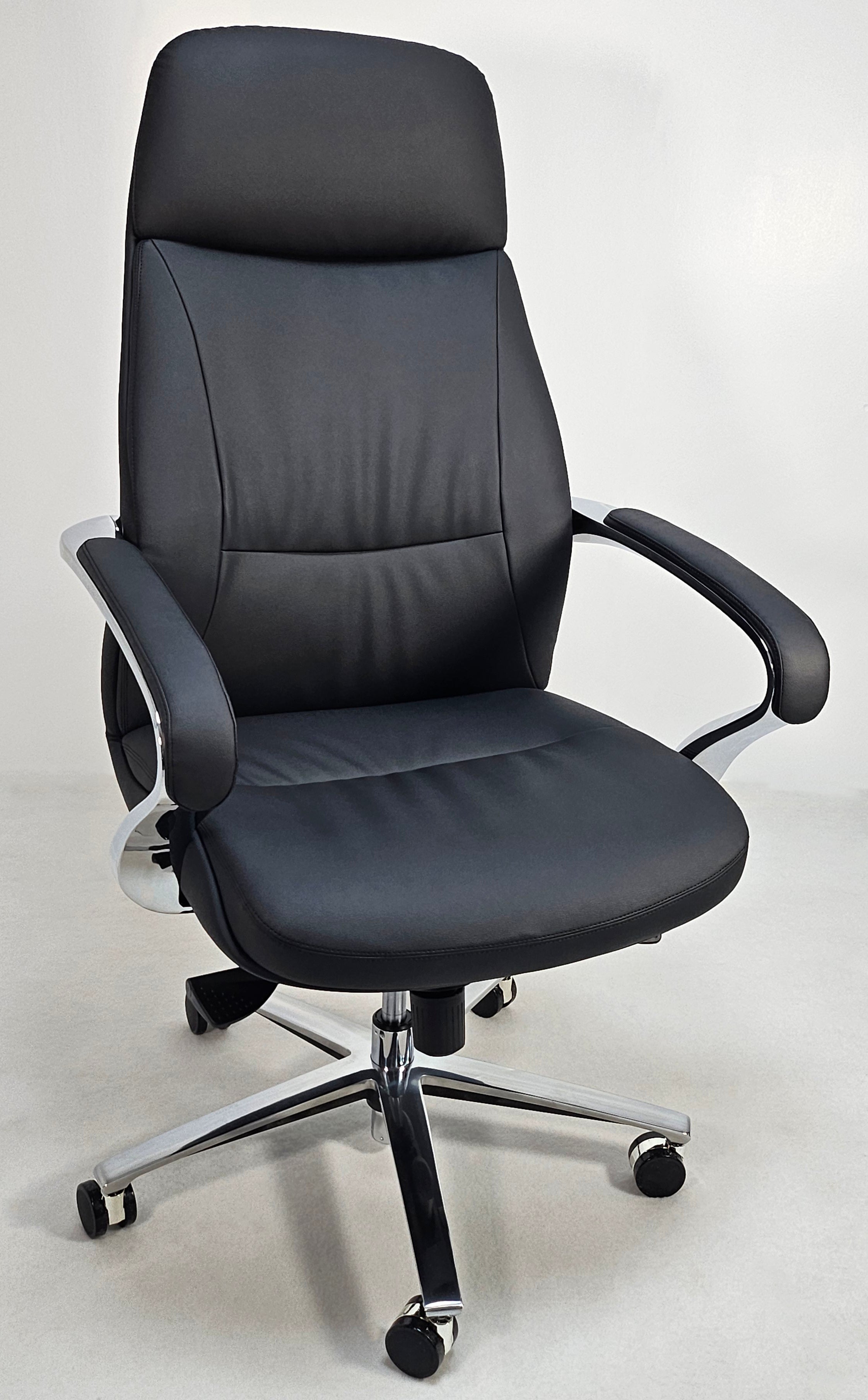 Specialising In Black Leather Executive Office Chair with Chrome Trim - YS2302A UK