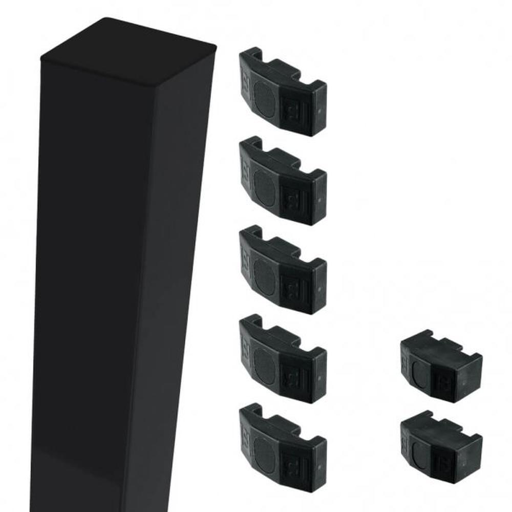 Black Mid/End Post For 2.4m High FenceWith Fixings (3.1m Overall Length)