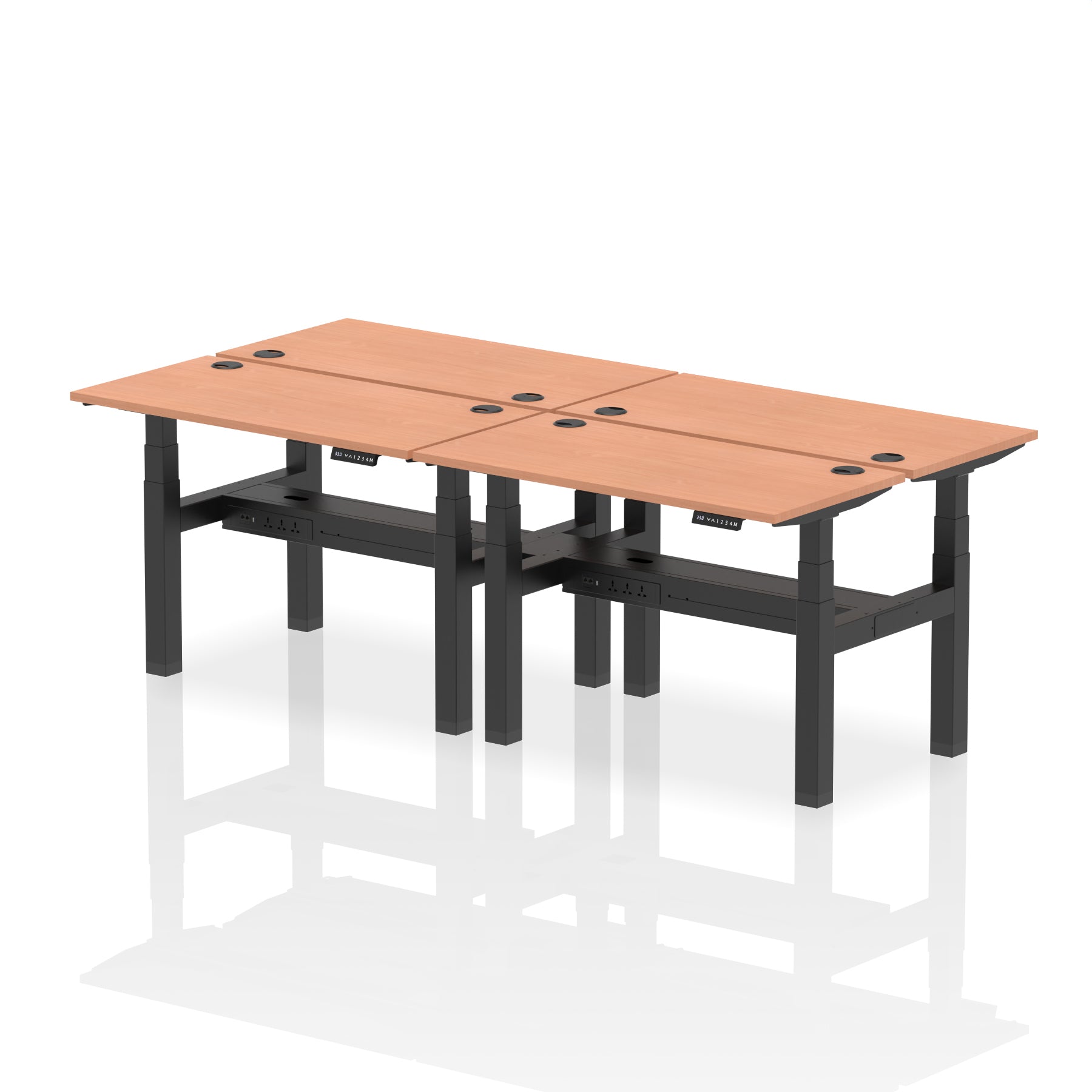 Specialising In Air Back-to-Back Slimline Height Adjustable Bench Desk - 4 Person - 1200mm, 1400mm, 1600mm, 1800mm - Multiple Colour Options UK