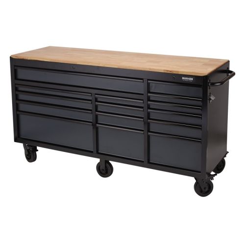 Draper Workbench Roller Tool Cabinet 15 Drawer 72" In Grey