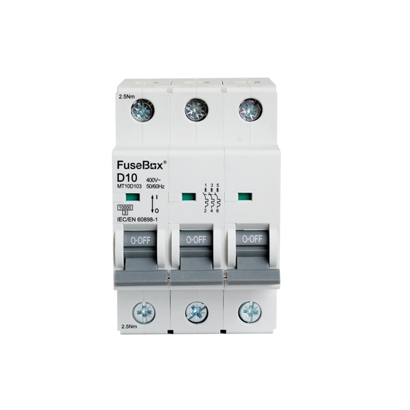 FuseBox MT10D103 MCB 10 Amp D Type 10kA 3 Pole