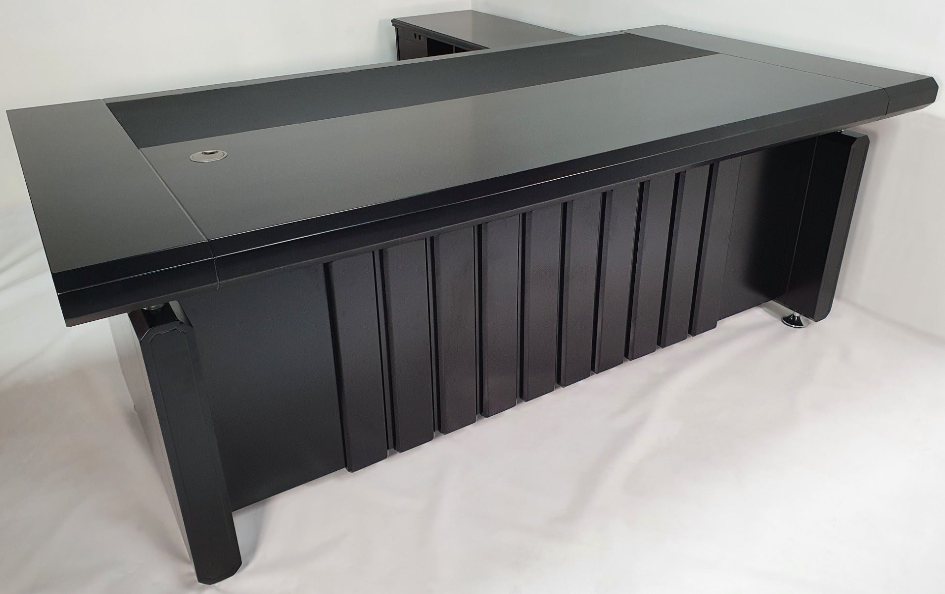 Unique Black 2000mm Executive Office Desk with Pedestal and Return - 8801-BLK North Yorkshire