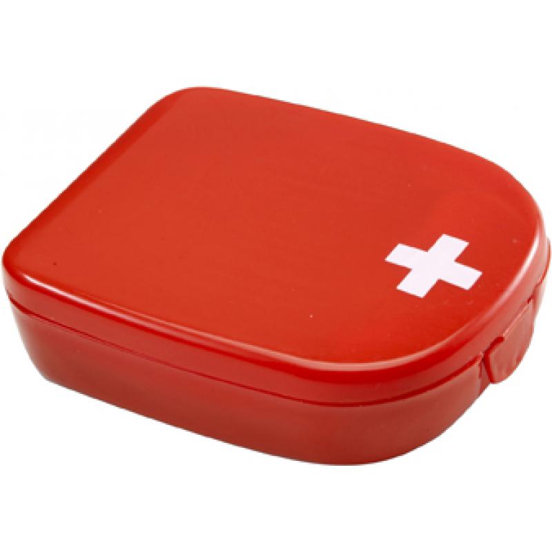 First aid kit in plastic case