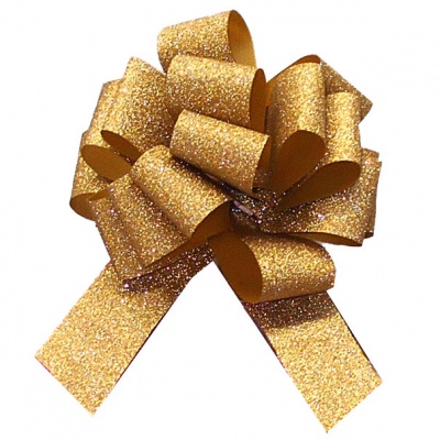 Pull Bows - 32mm - GLITTER GOLD (pk10)