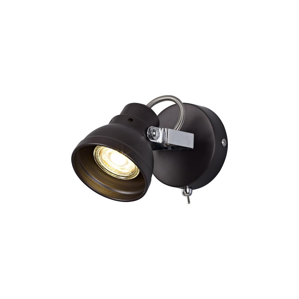 Luxuria Praxis Adjustable Switched Spotlight 1xGU10 (Max 10W LED) Oiled Bronze/Polished Chrome