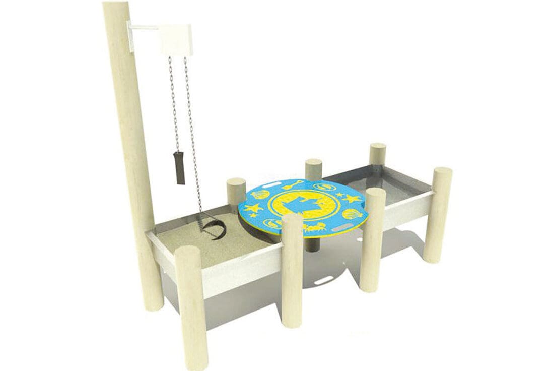 Sand and Water Tray - Standard Two troughs with support legs, pulley and water play lid