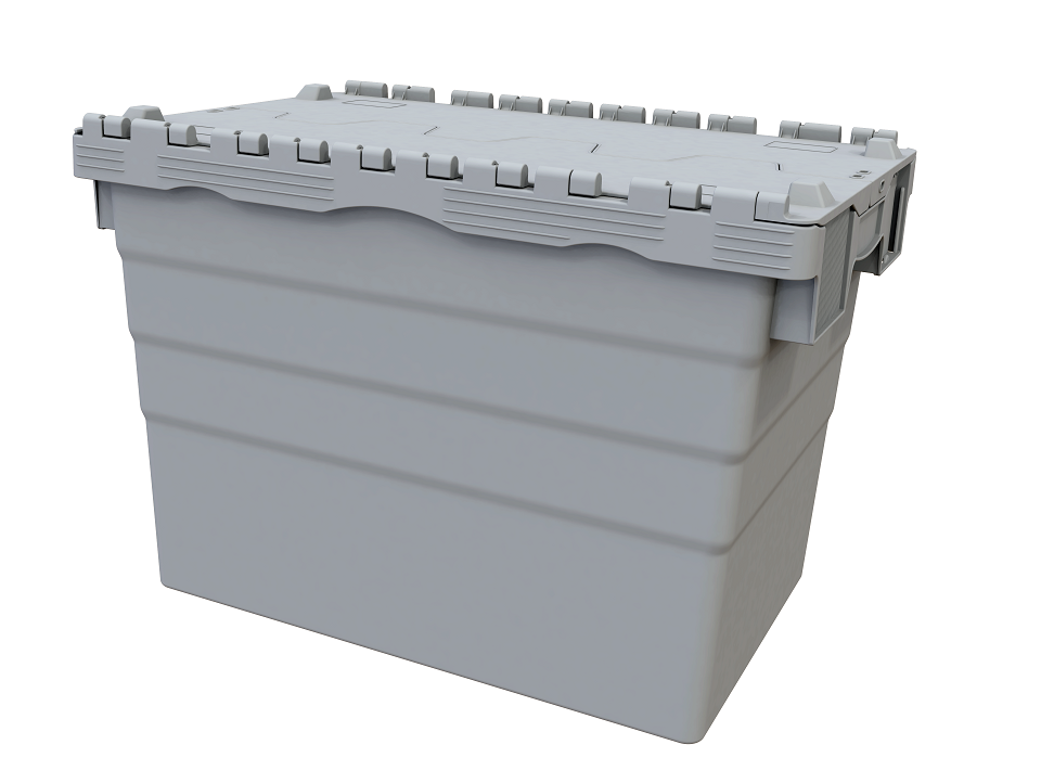 78 Litre Heavy Duty Colour Coded Attached Lid Containers-grey