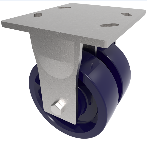 Ergonomic Solid Elastomer Plate Fixed Castor 150mm 1350kg Load