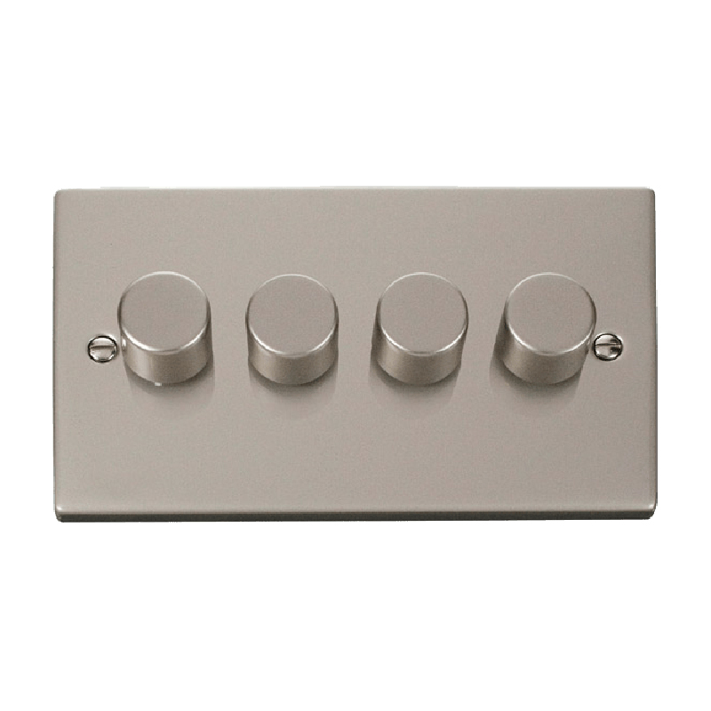 Click Deco 4 Gang 2 Way 400Va Leading Edge Dimmer Switch Pearl Nickel