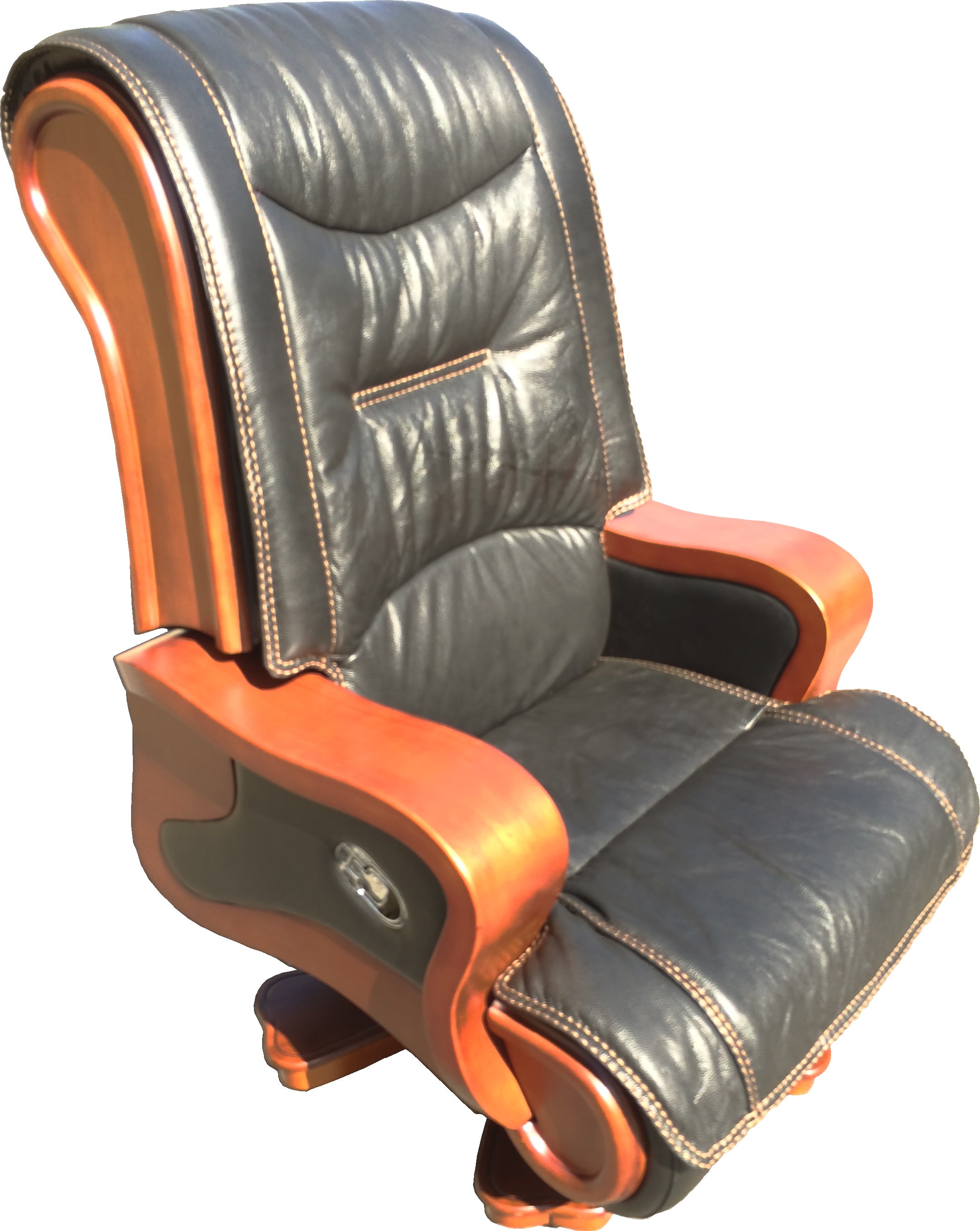 Providers Of Luxury Black Leather Executive Office Chair with Walnut Curved Arms - CHA-688 Near Me