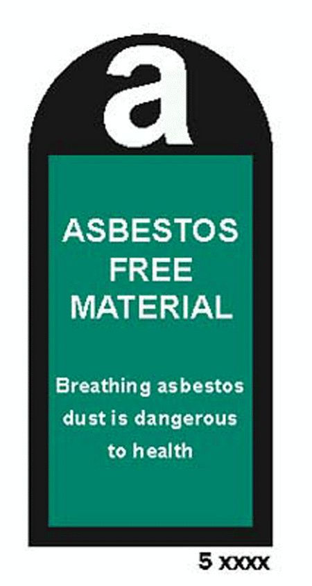 Asbestos free material -   roll of 100 self adhesive vinyl labels 27x50mm