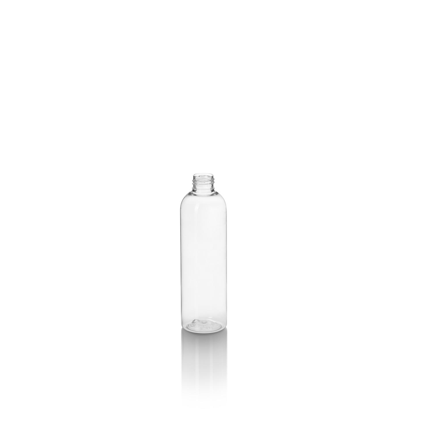 Stockists Of 250ml Clear PET Tall Boston Round Bottle