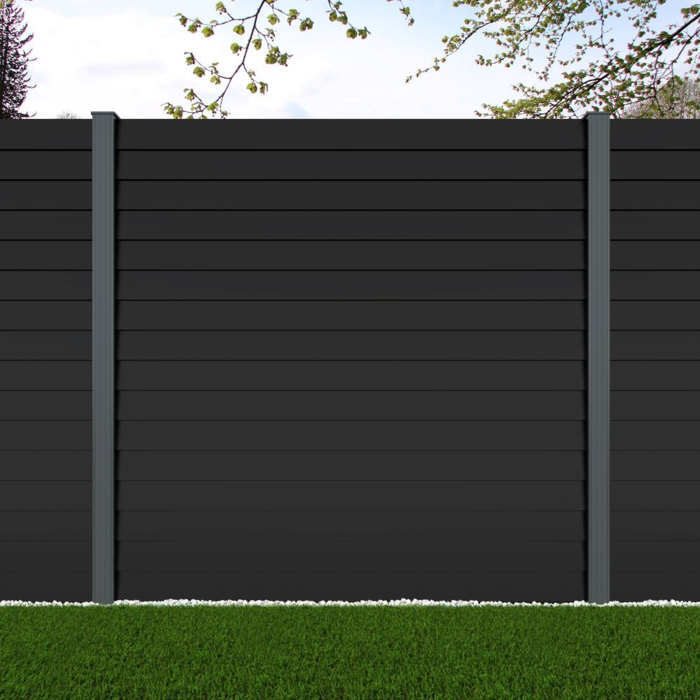 1.8m Louvre Fence Black Sand -Basalt Grey Posts - Metre Price