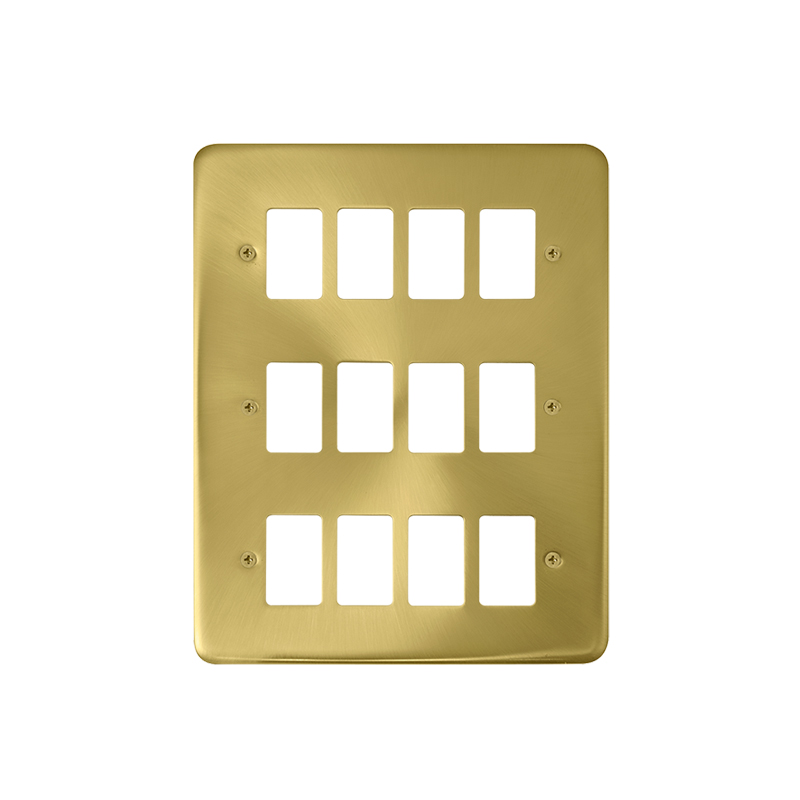 Click Deco Plus 12 Gang GridPro Frontplate Satin Brass