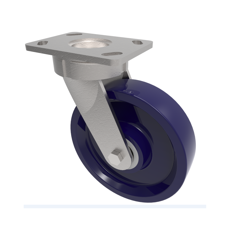 Ergonomic Solid Elastomer Plate Swivel Castor 100mm 375kg Load