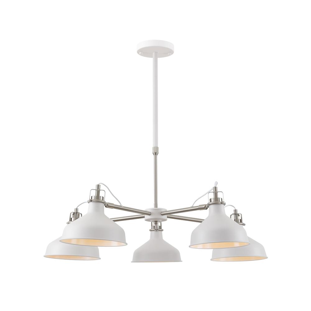 Luxuria Nimbus 94cm Telescopic/Semi Ceiling Light 5xE27 Sand White/Satin Nickel/White