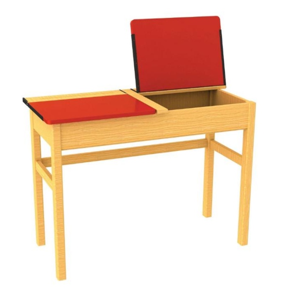 Red Double Wooden Locker Desks - 700mm