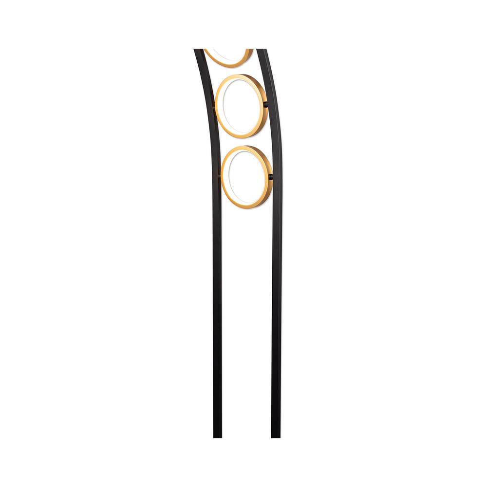 Luxuria Velvet Floor Lamp 3 Ring 25W LED 3200K 1375lm Satin Black / Gold