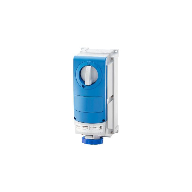 Gewiss Fixed Interlocked Socket IP66 63A 2P+E 240V Blue