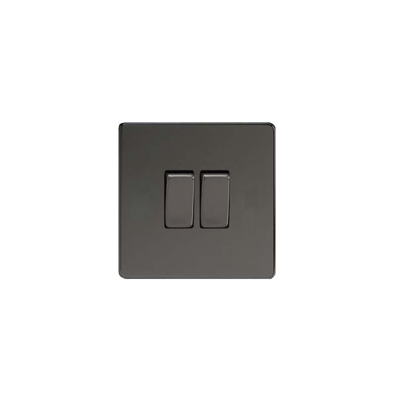 Varilight Screw Less Flat Plate Switch 2G Iridium Black