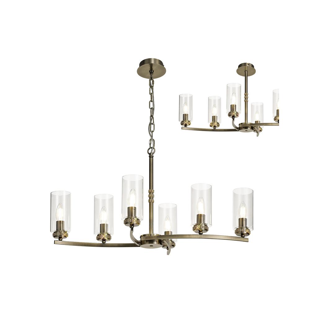 Luxuria Lei Rectangular Pendant/Semi Flush 6xE14 Antique Brass