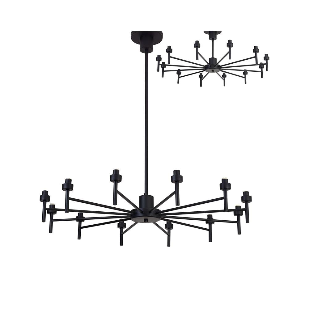 Luxuria Apex 85cm Satin Black 12 Light G9 Universal Telescopic/Semi Flush