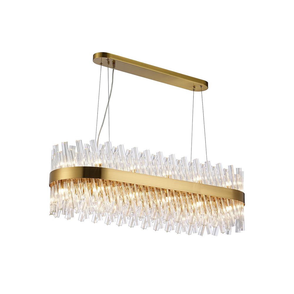 Luxuria Sylph 1m 24 Light G9 Pendant Oblong Brass / Clear