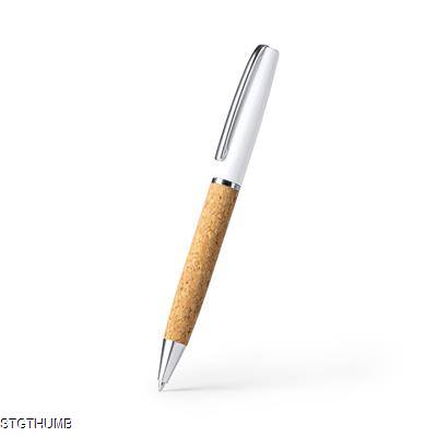 ALTON TWIST BALL PEN with Body in Natural Cork & Steel.