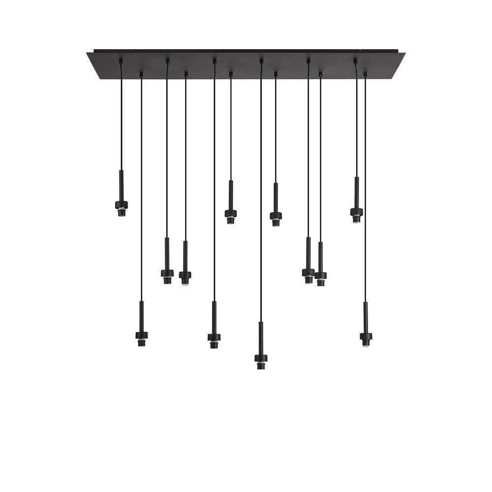 Luxuria Apex Satin Black 12 Light G9 Universal 2m Drop Linear Pendant