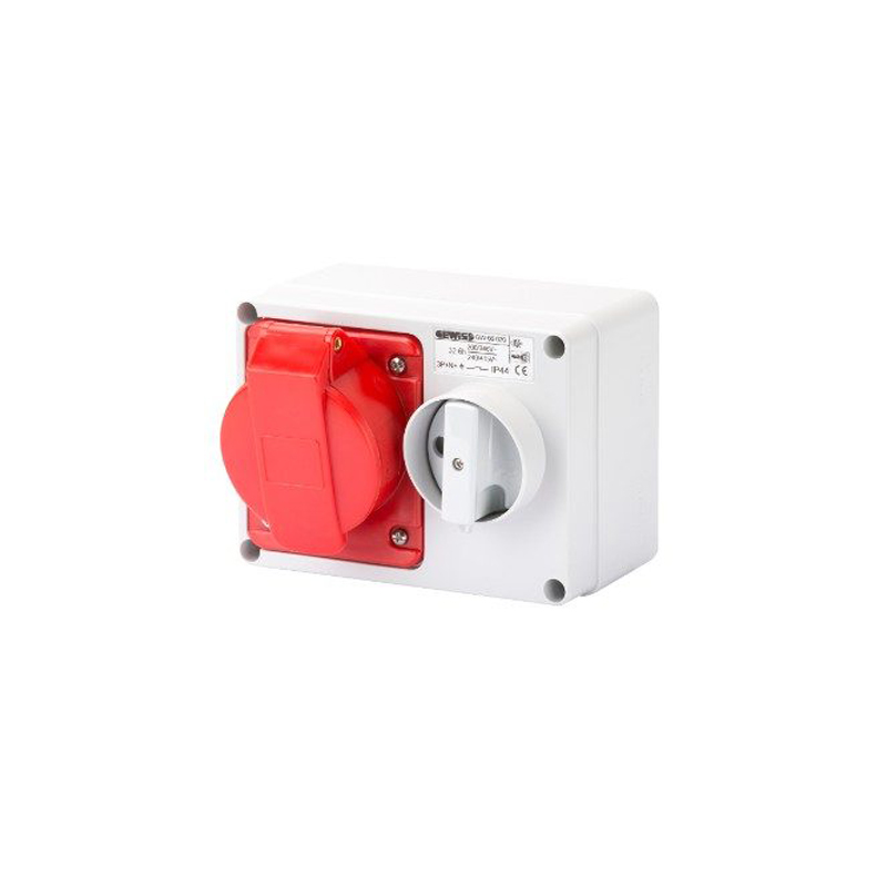 Gewiss Fixed Interlocked Socket IP44 32A 3P+E 415V Red