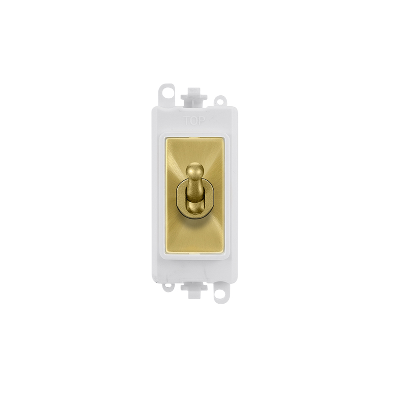 Click 20AX Satin Brass 20AX 2 Way Toggle Switch Module Insert Polar White