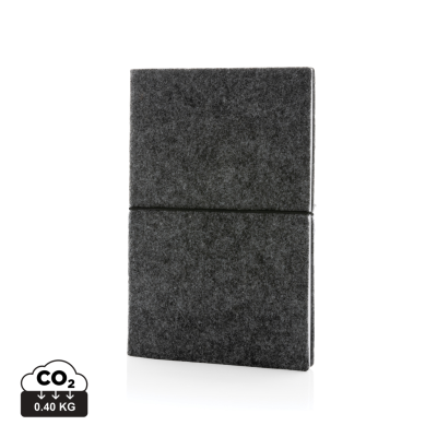 GRS CERTIFIED RECYCLED FELT A5 SOFTCOVER NOTE BOOK in Black.