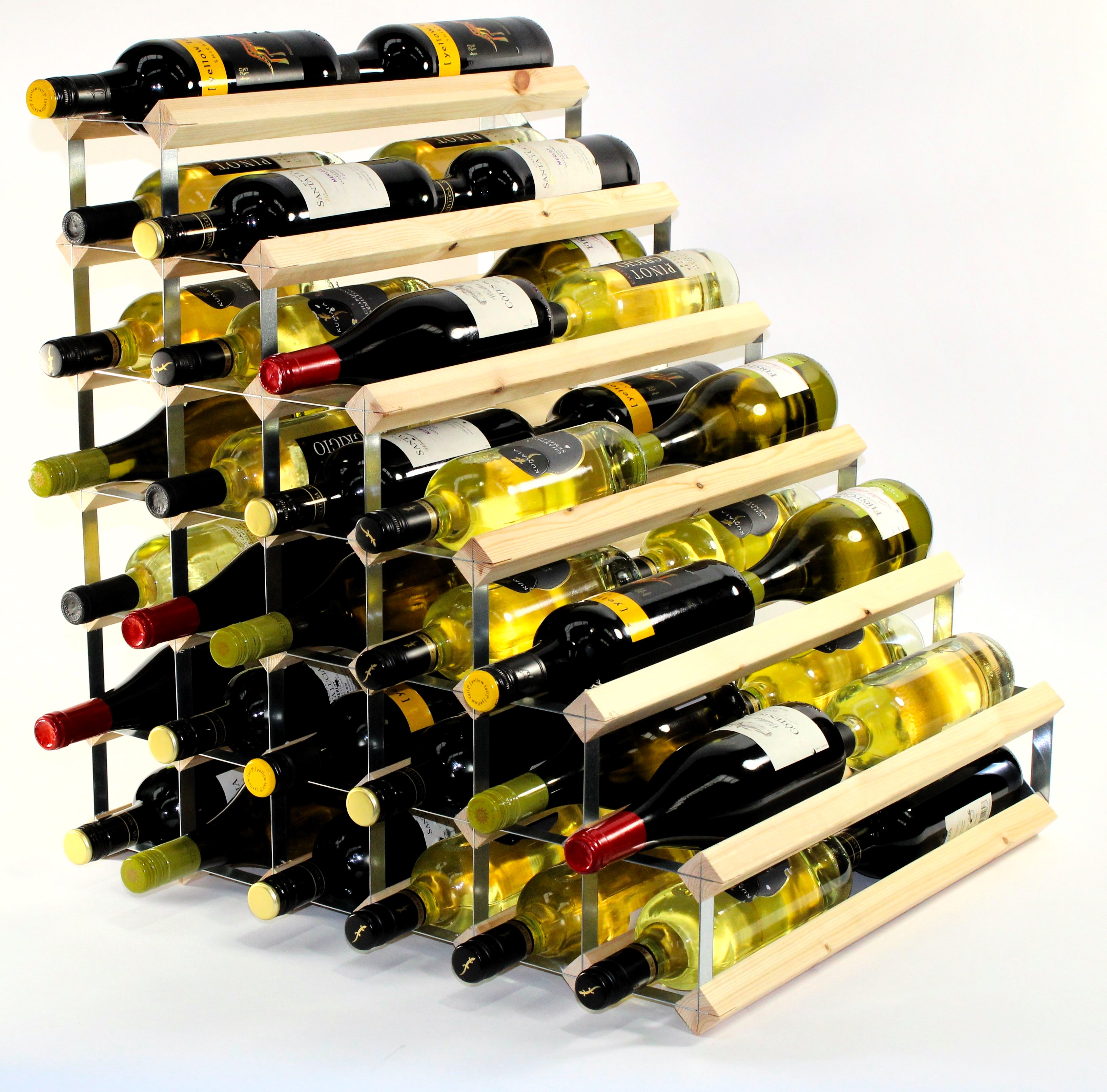 Double depth 54 bottle understairs wine rack - Pine wood - Galvanised metal
