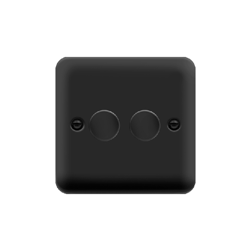 Click Deco Plus 2 Gang Dimmer Switch Matt Black