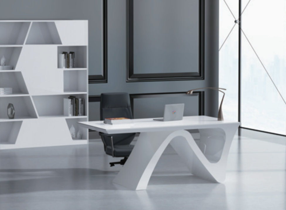 Contemporary Unique Style White Gloss Office Desk - GL2821 UK