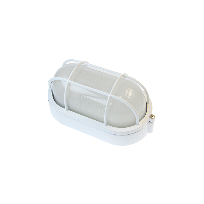 Ovia E27 Oval Bulkhead With Guard White