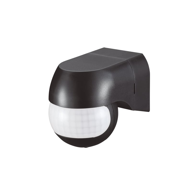 Ovia Wall Mounted Rotatable 180 Degree PIR Sensor IP44 Black