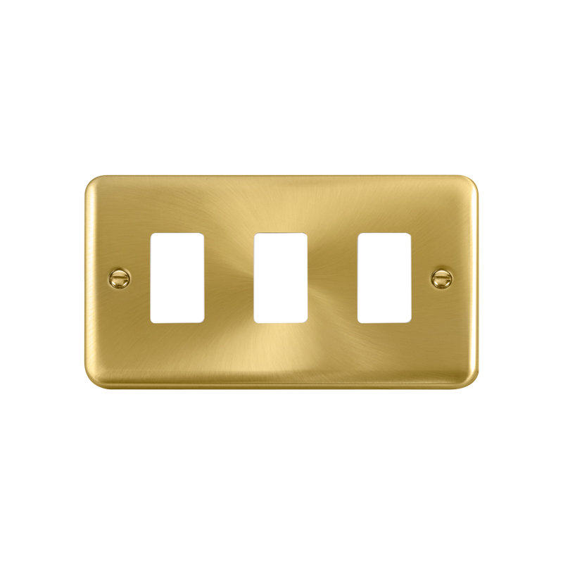 Click GridPro Deco Plus 3 Gang Frontplate Satin Brass