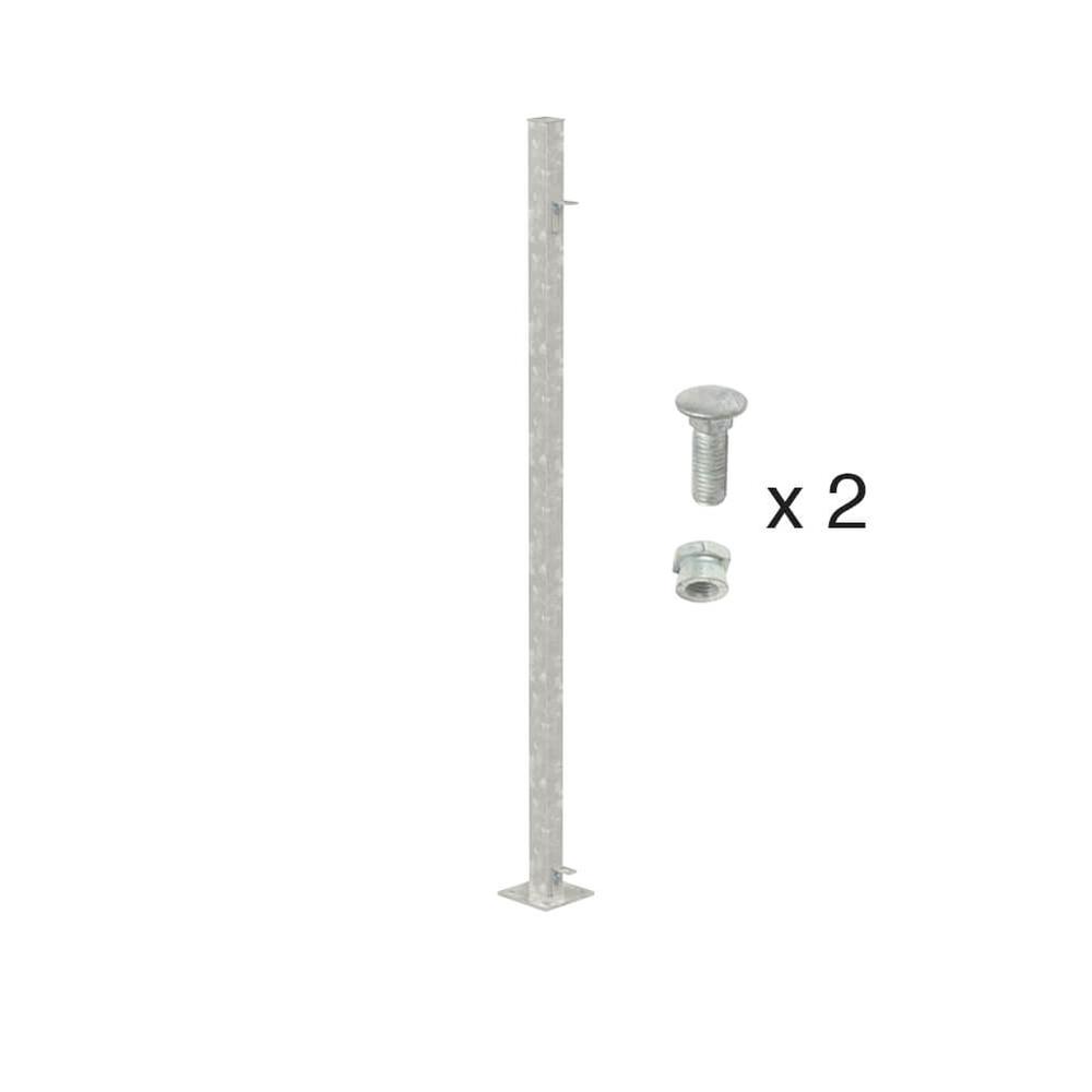 1200mm High Bolt Down End Post -Galvanised - Includes Cleats + Fittings