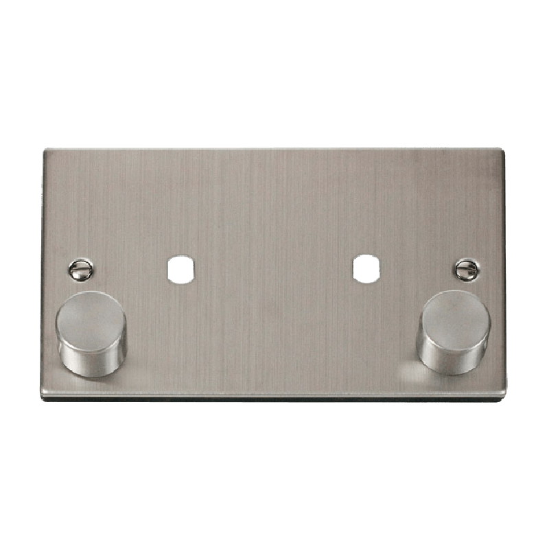 Click Deco 2 Gang Dimmer Mounting Unfurnished Plate and Knob (1630W Max) Stainless Steel