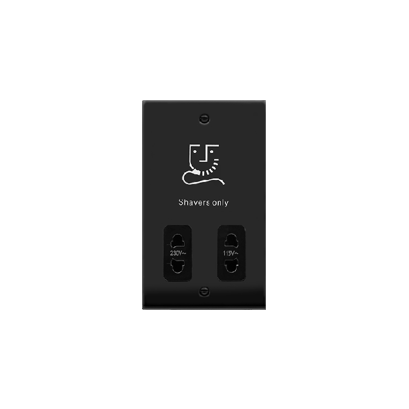 Click Deco 115/230V Dual Voltage Shaver Socket Outlet Matt Black Insert Black