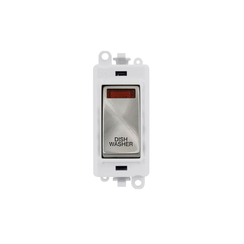 Click GridPro 20AX Satin Chrome DP Switch Module with Neon Dishwasher Insert Polar White