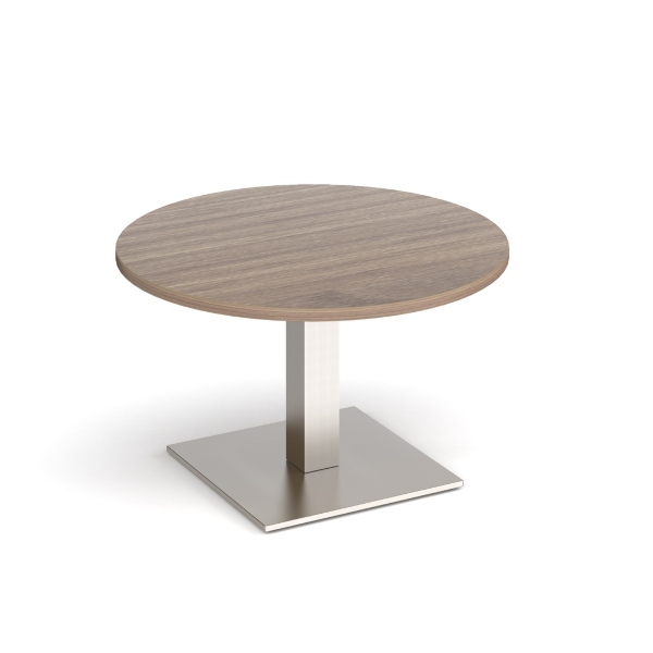 Brescia Circular Coffee Table with Brushed Steel Base - Barcelona Walnut