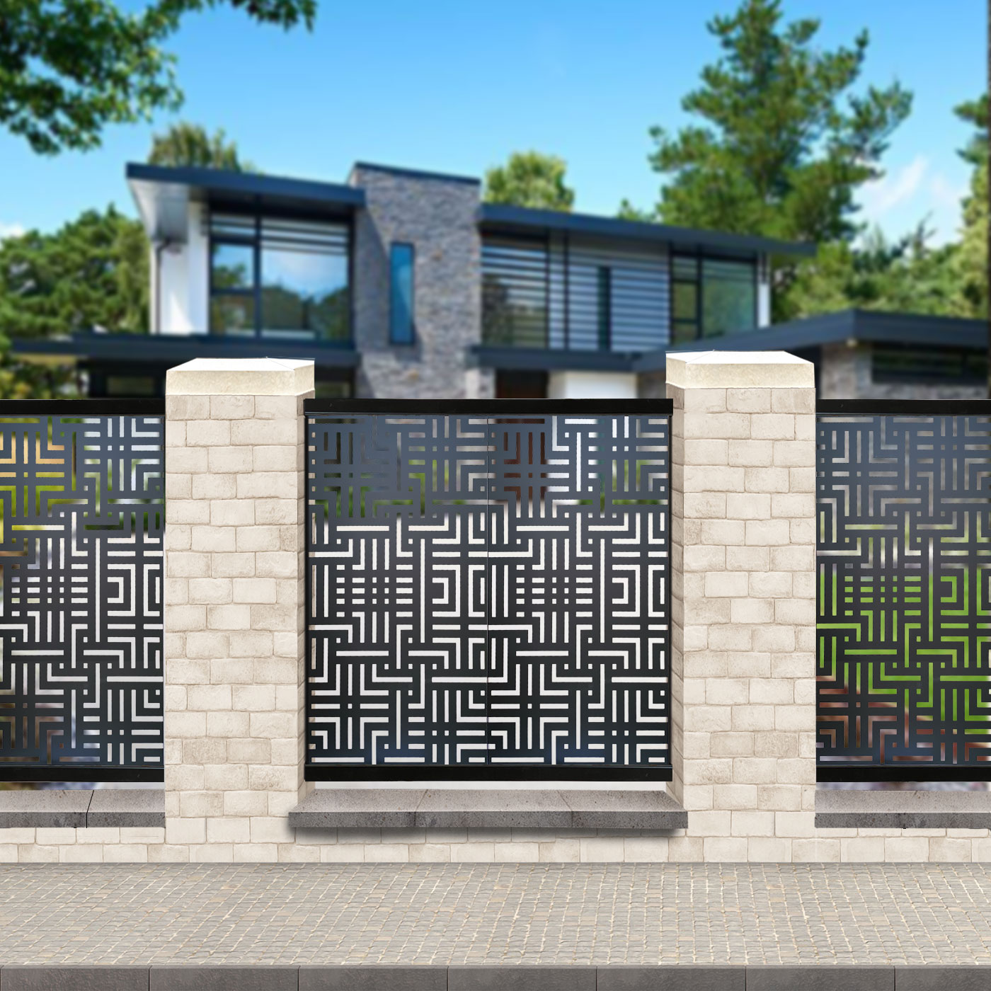 Black Labyrinth Garden Screens for Piers 